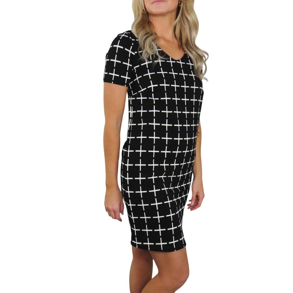 Romeo + Juliet Couture Black Grid Shift Dress Semi Formal Small